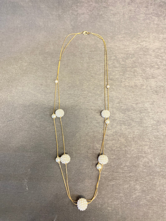 Double Strand Necklace - Faux Pearl Beads