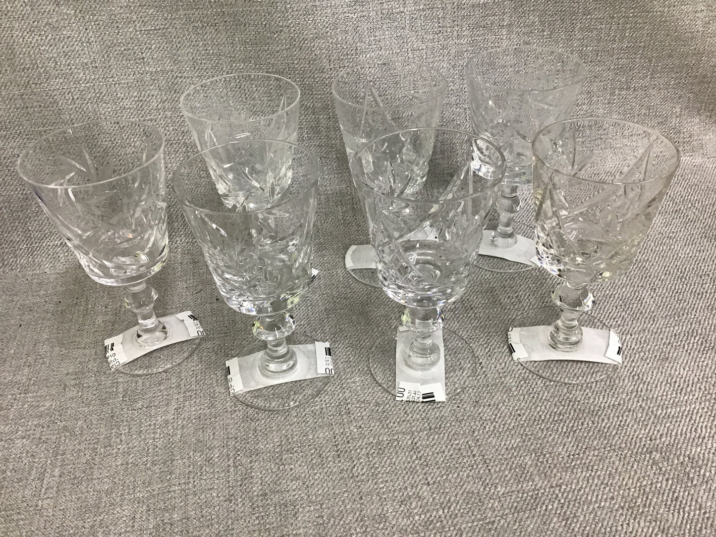 Claret Wine 'Pinwheel' Crystal Glasses (7)