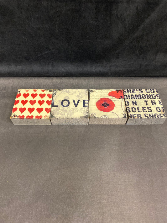 Set of 4 Square Wood Plaques