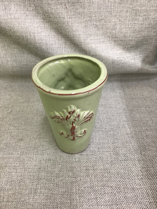 Sage Green Ceramic Planter- 4"d x 5.75"h