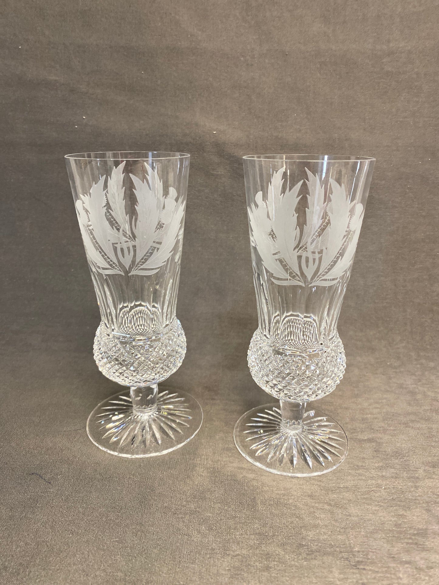 PAIR Edinburgh Crystal "Thistle" Flutes