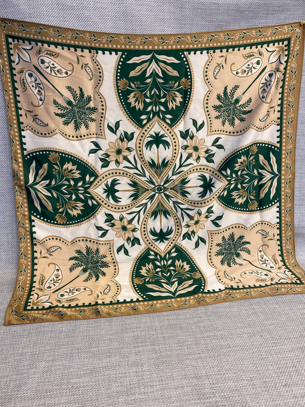 Square Scarf - Green & Gold