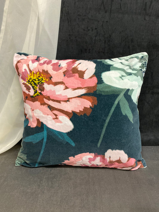 Indigo Cushion - Green Floral