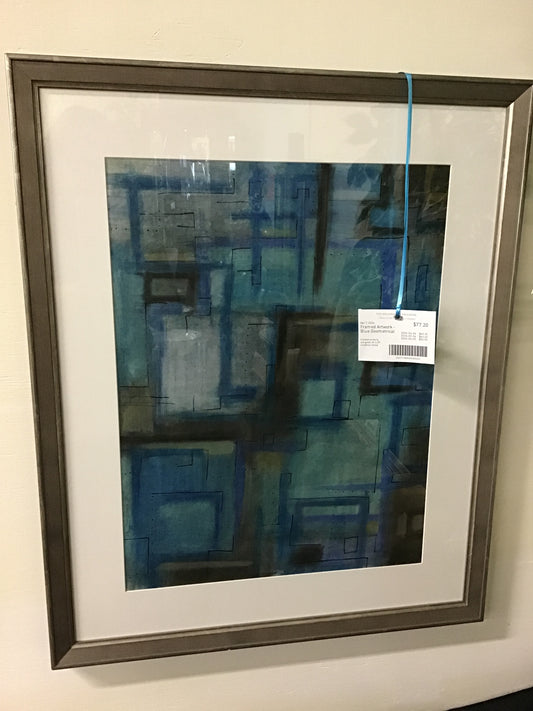 Framed Artwork - Blue Geometrical