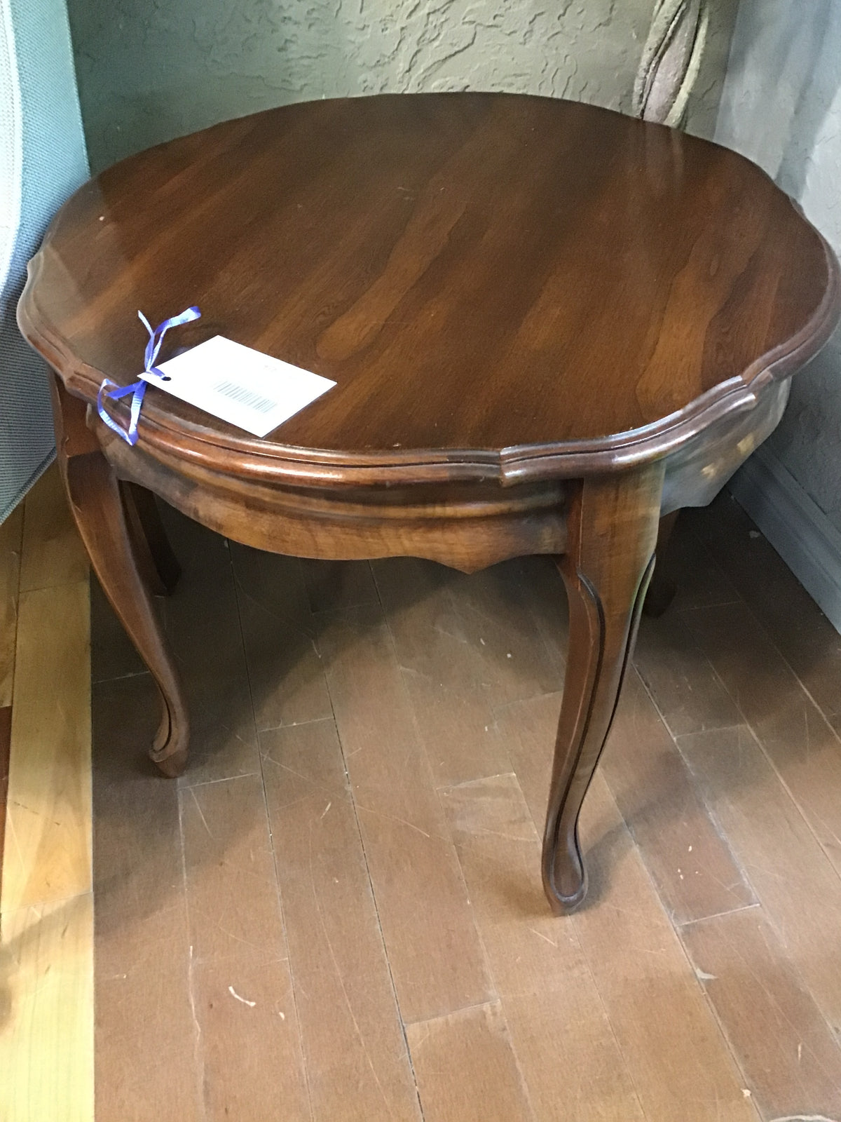 Round Dark Wood Side Table