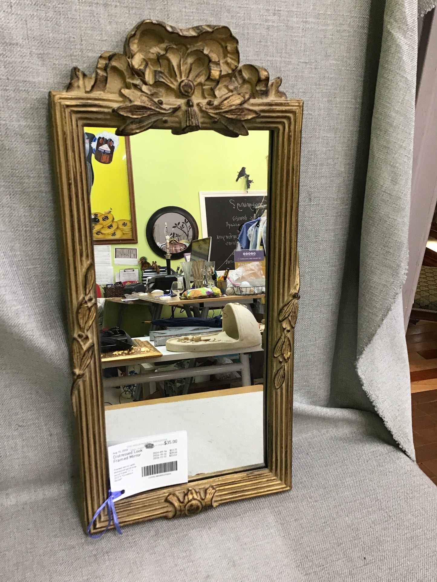 Distressed Look Framed Mirror
