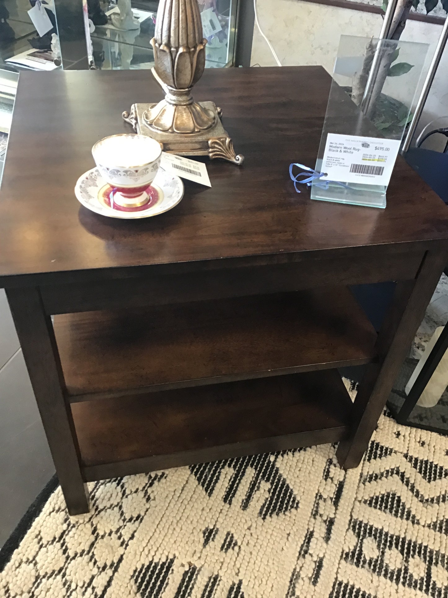 Dark Wood Square Side Table