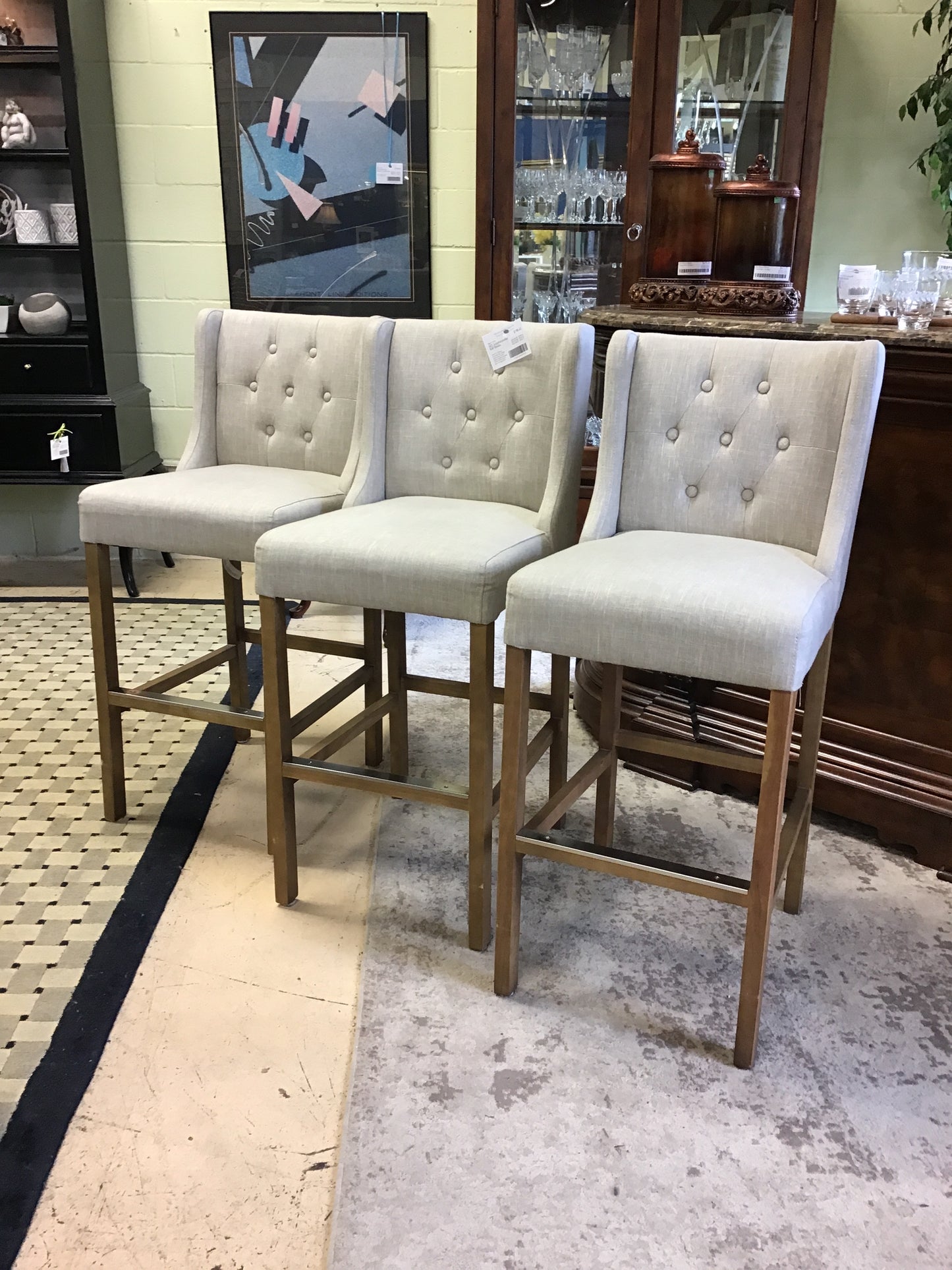 SET 3 Upholstered Bar Stools