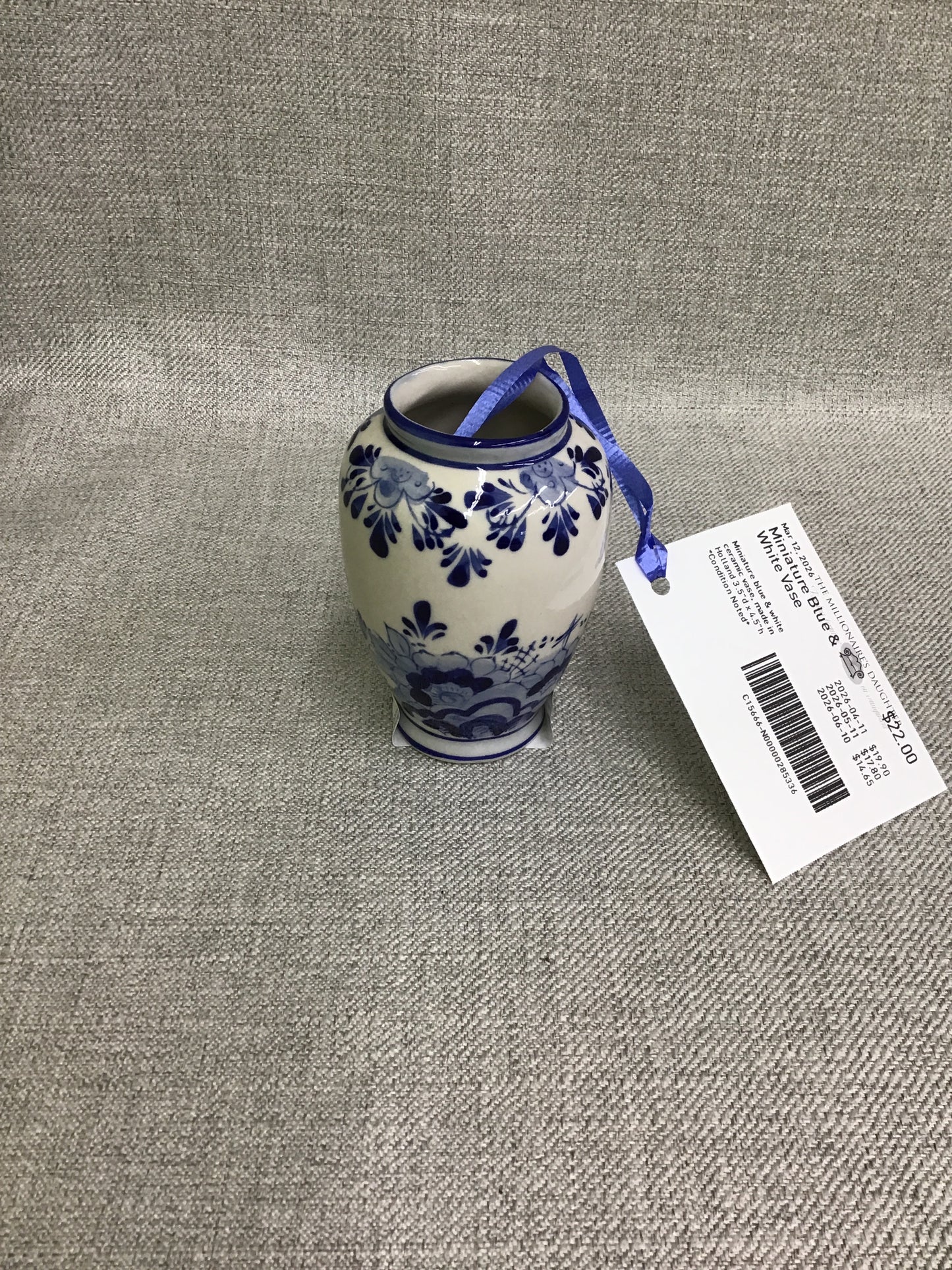 Miniature Blue & White Vase