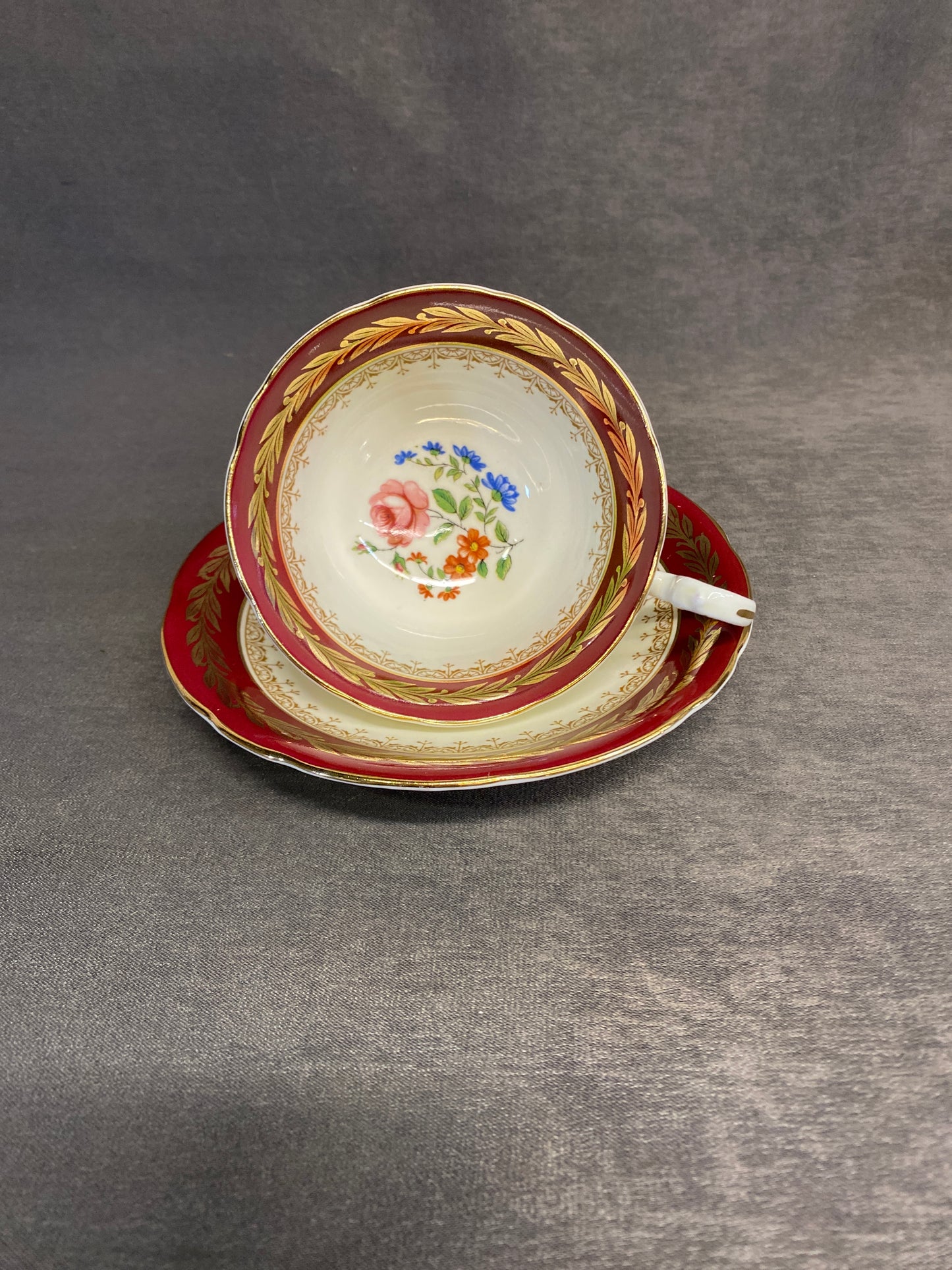 Aynsley Teacup & Saucer - Red & Gold