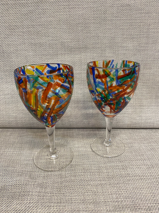 PAIR Pier 1 "Confetti" Goblets
