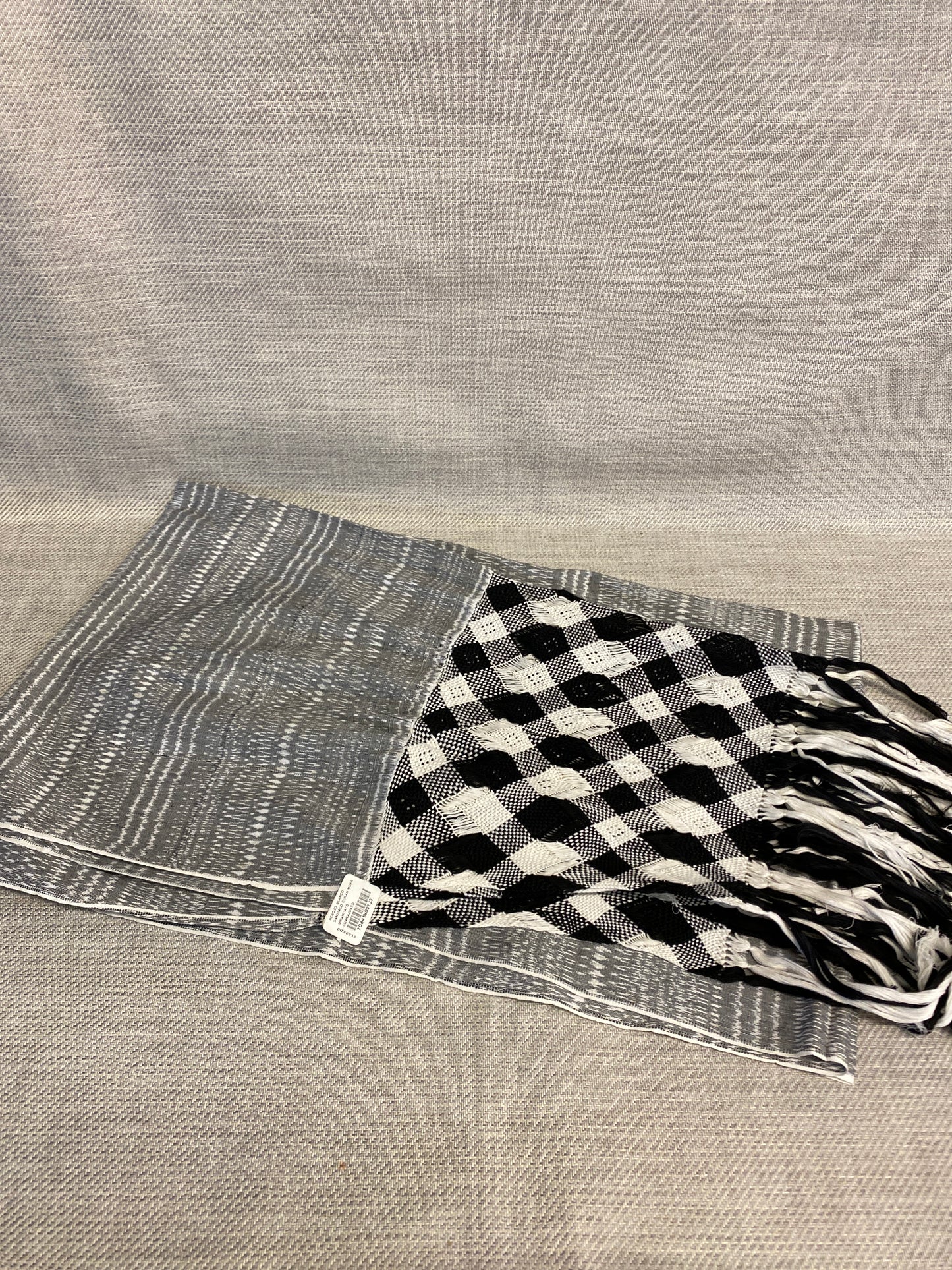 Mexican Woven Shawl - Black & White
