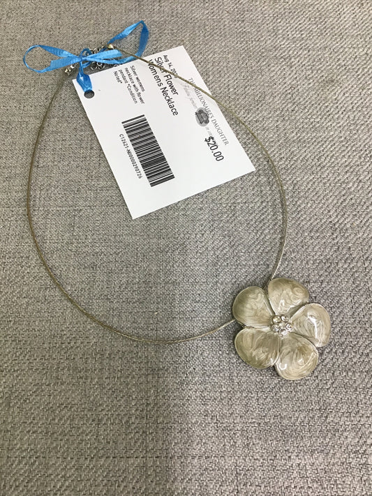 Silver Flower Womens Necklace