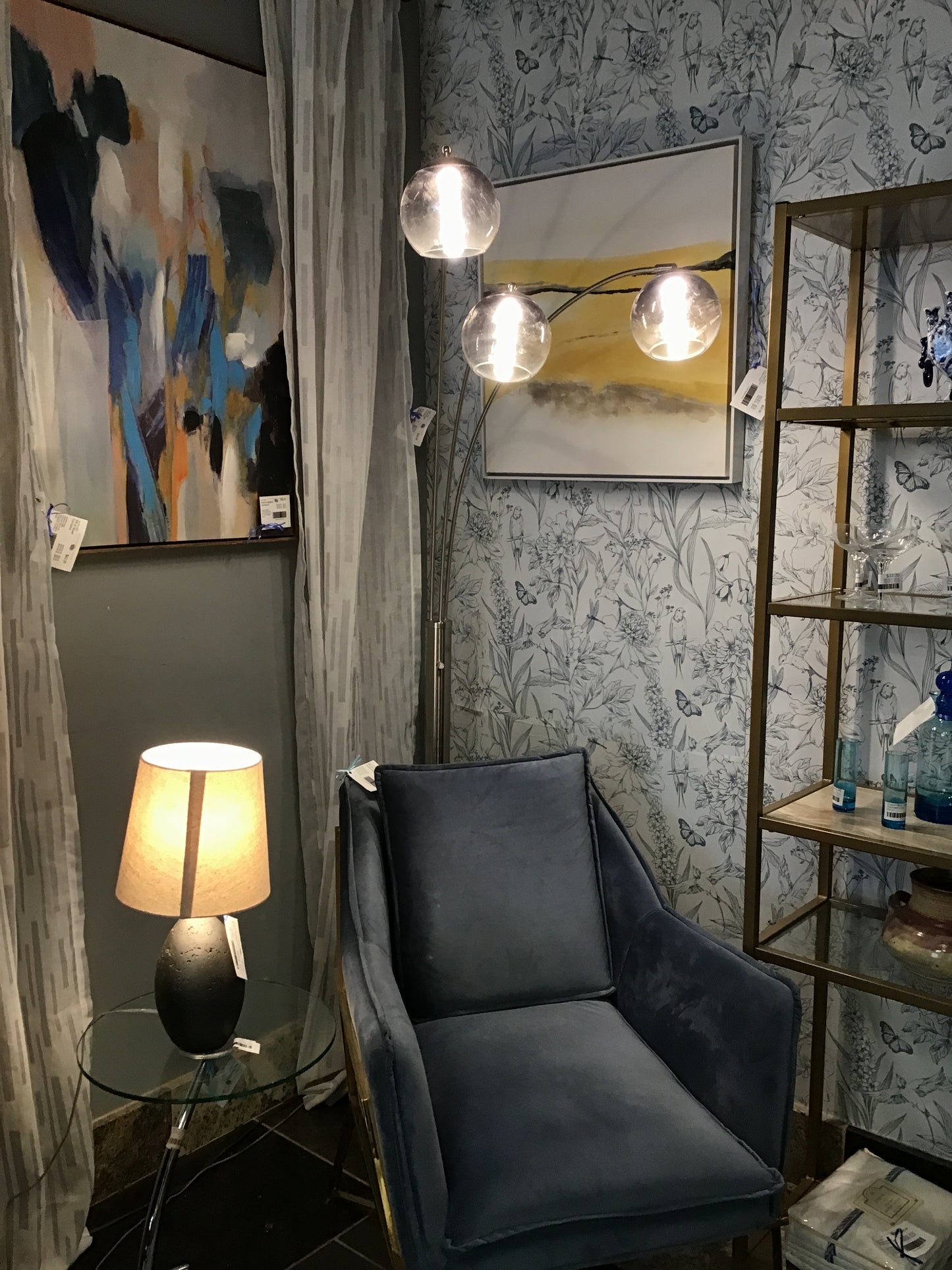 Modern 3-Bulb Floor Lamp- 75"h