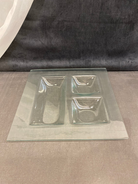 Slumped Glass Divided Serving Plate