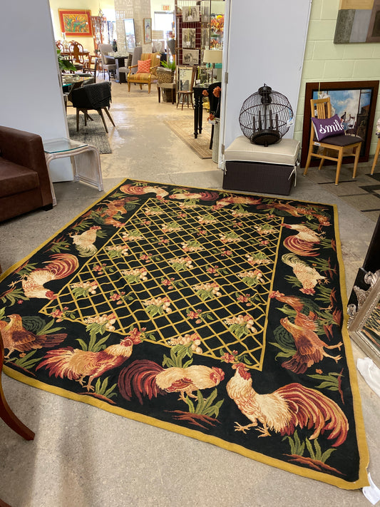 Vintage Wool Needlepoint Rug 9'9" x 7'11"