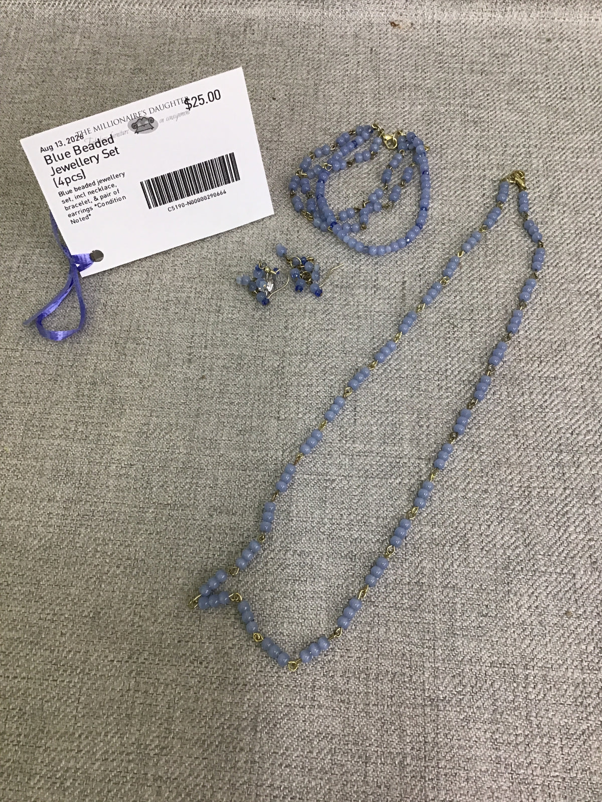 Blue Beaded Jewellery Set (4pcs)