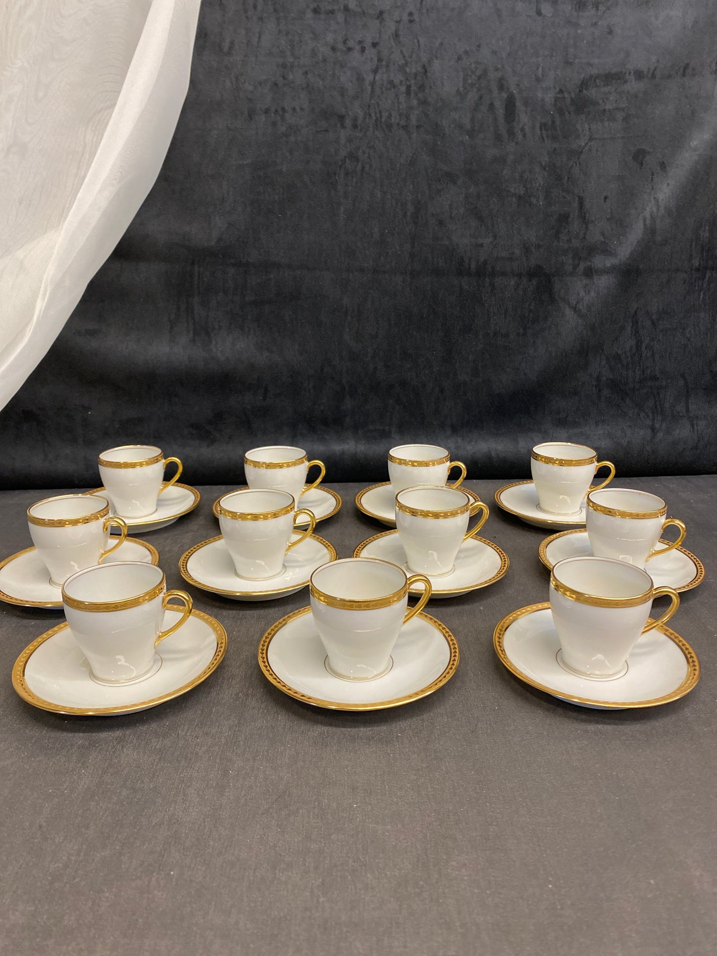 Set 11 Elite Limoges Demi-tasse Cups & Saucers