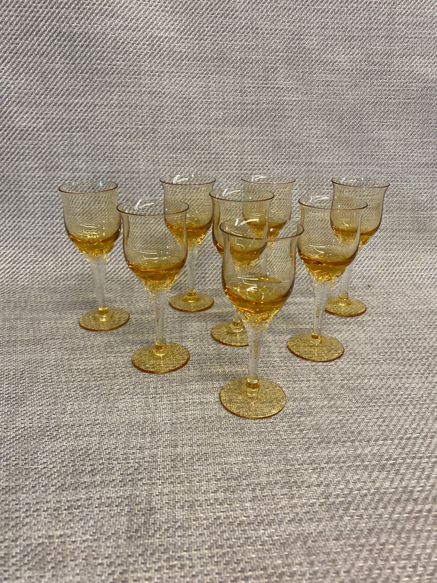 Set 8 Twist Stem Liqueur Glasses - Yellow