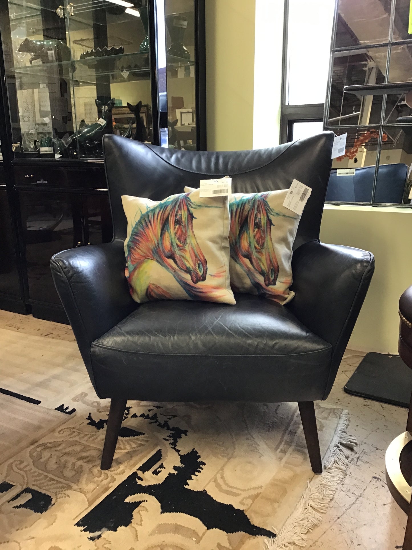 Blue Leather Accent Chair