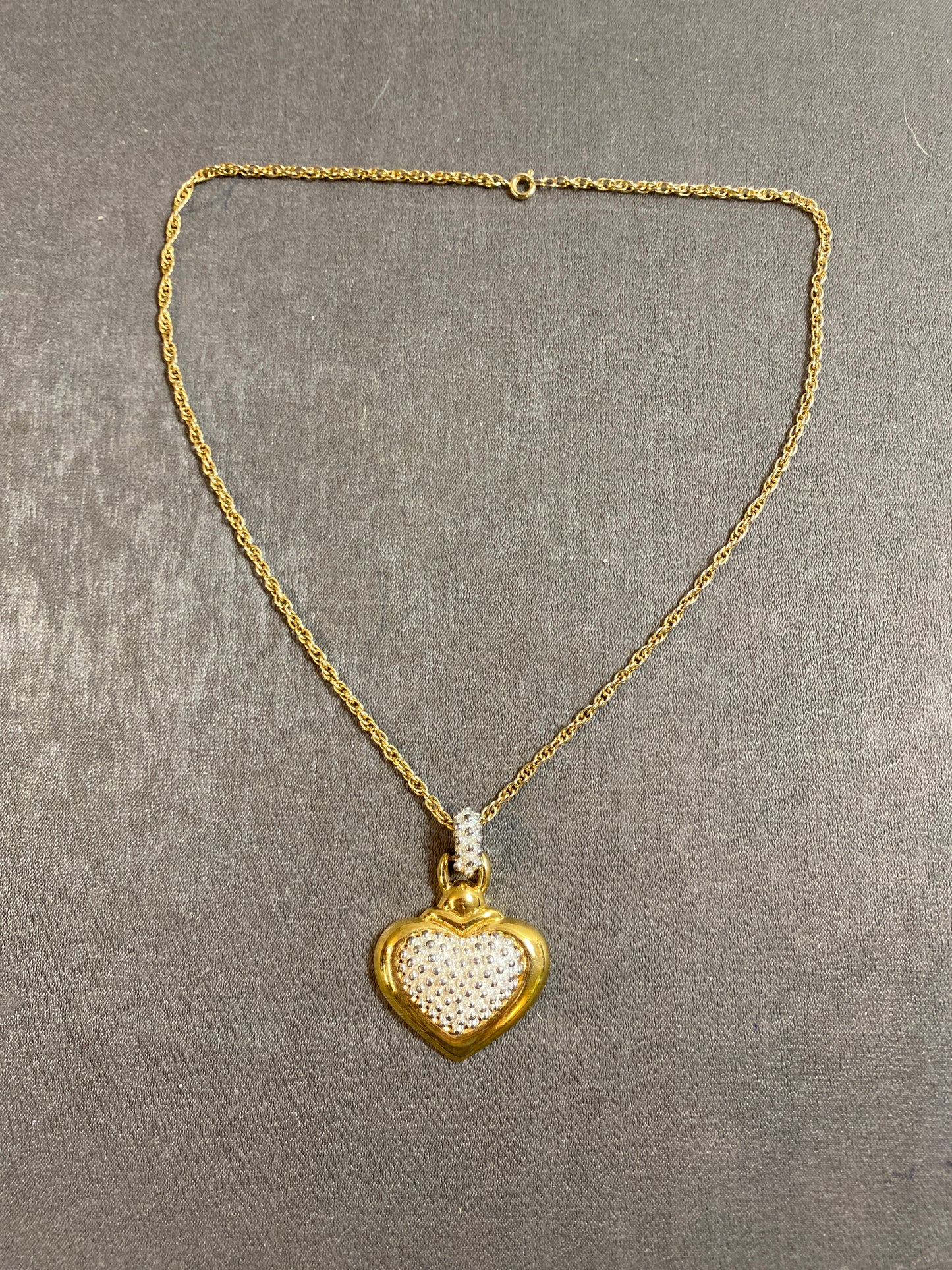 Gold Tone Necklace - Heart Pendant