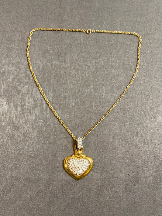 Gold Tone Necklace - Heart Pendant