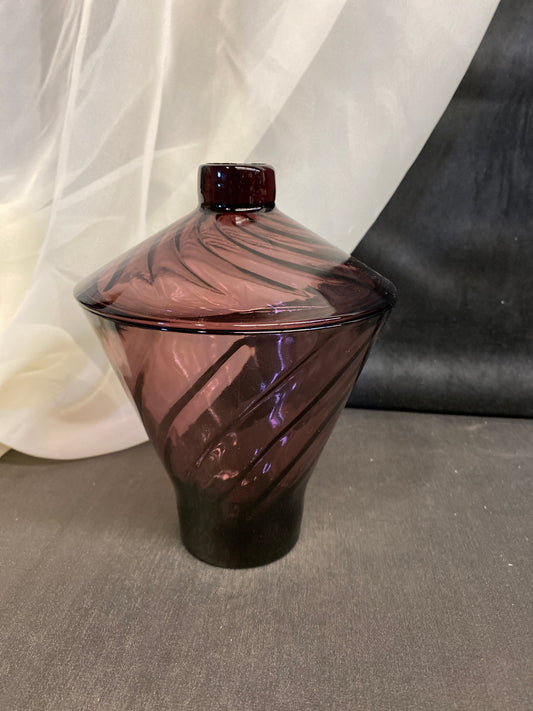 Glass Lidded Jar - Purple