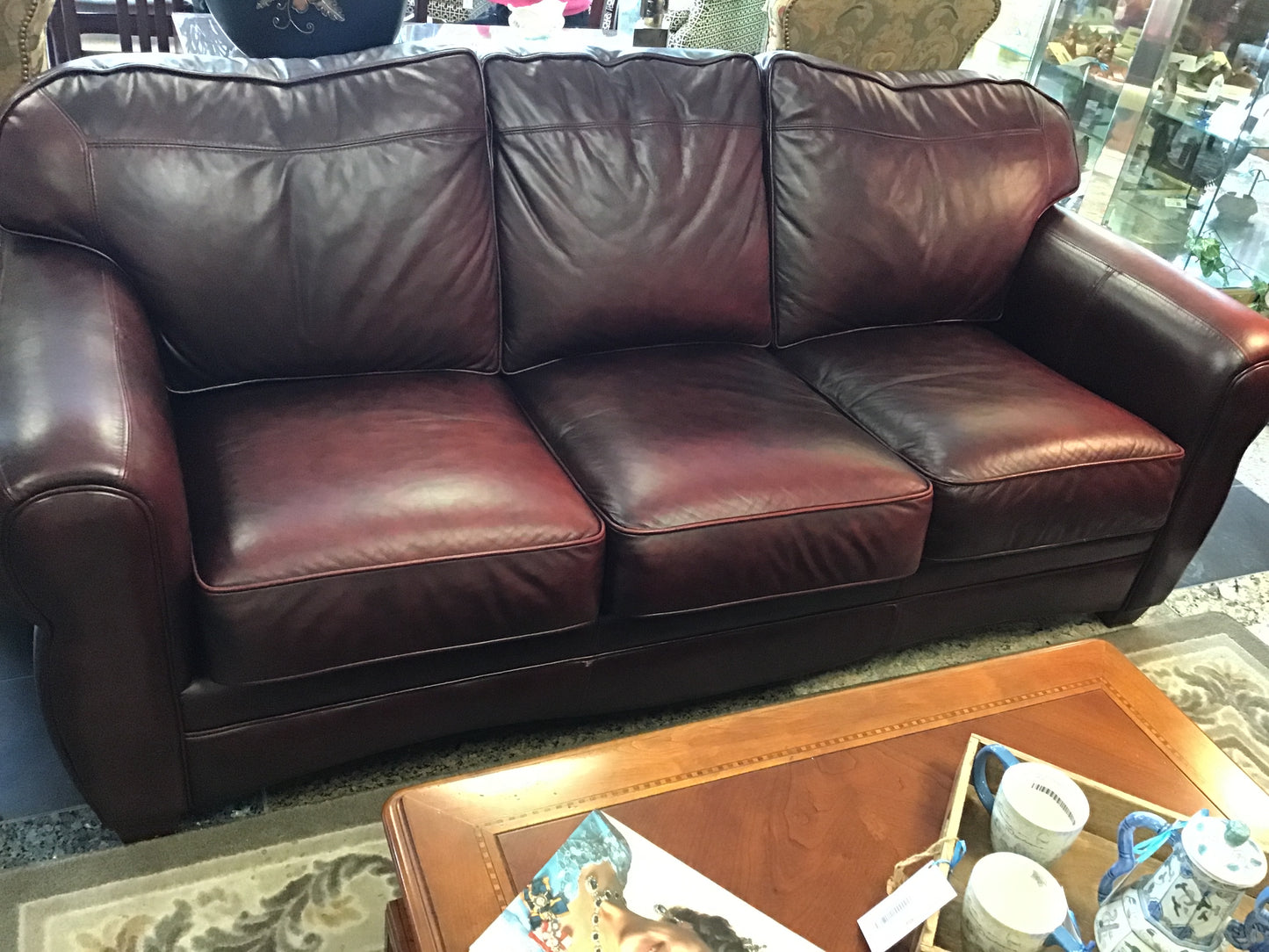 Gorgeous Burgundy Leather Sofa