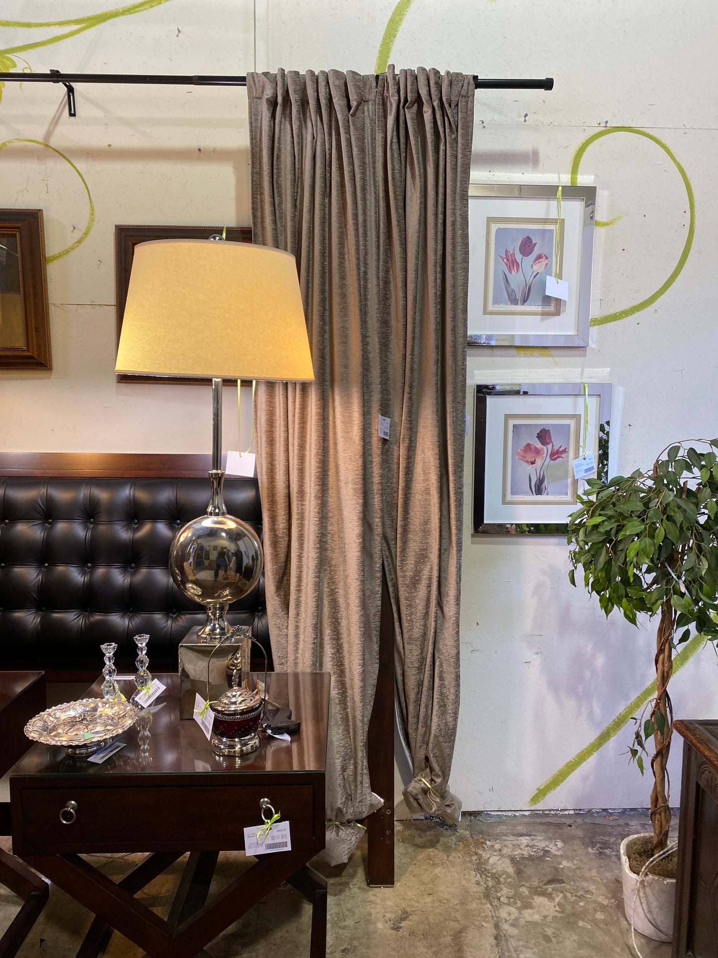 Pair Drapery Panels - Brown