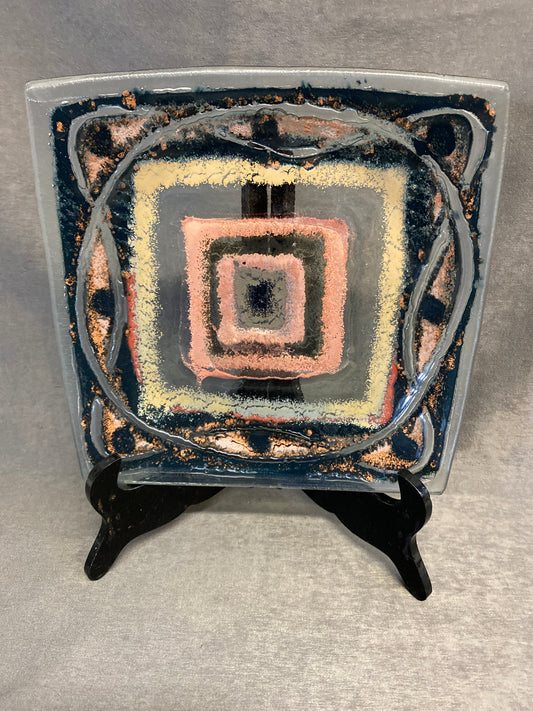 Decorative Art Glass - Black/Pink/Beige