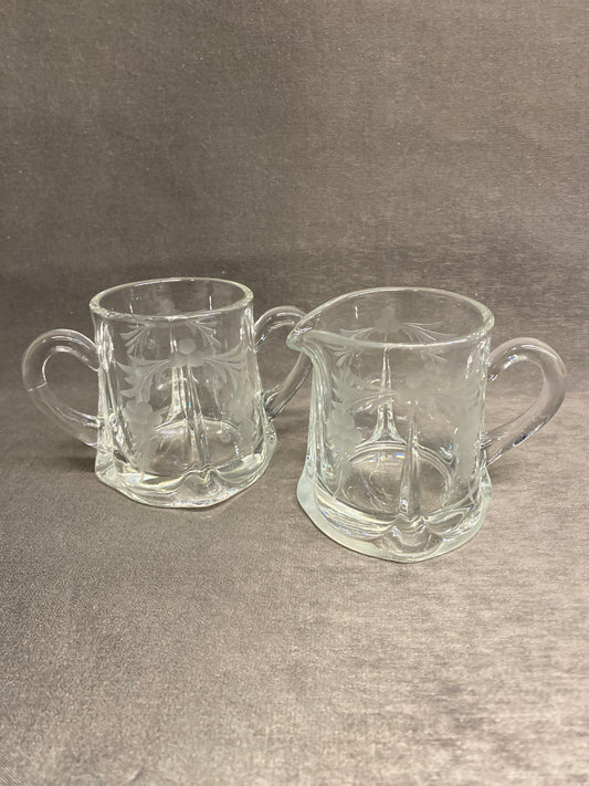 Vintage Glass Creamer & Sugar