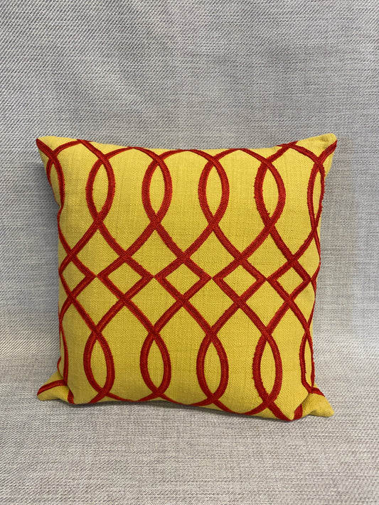 Cushion - Yellow With Red Ribbons