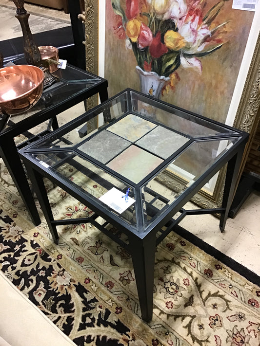 Side Table - Metal/Glass/Slate