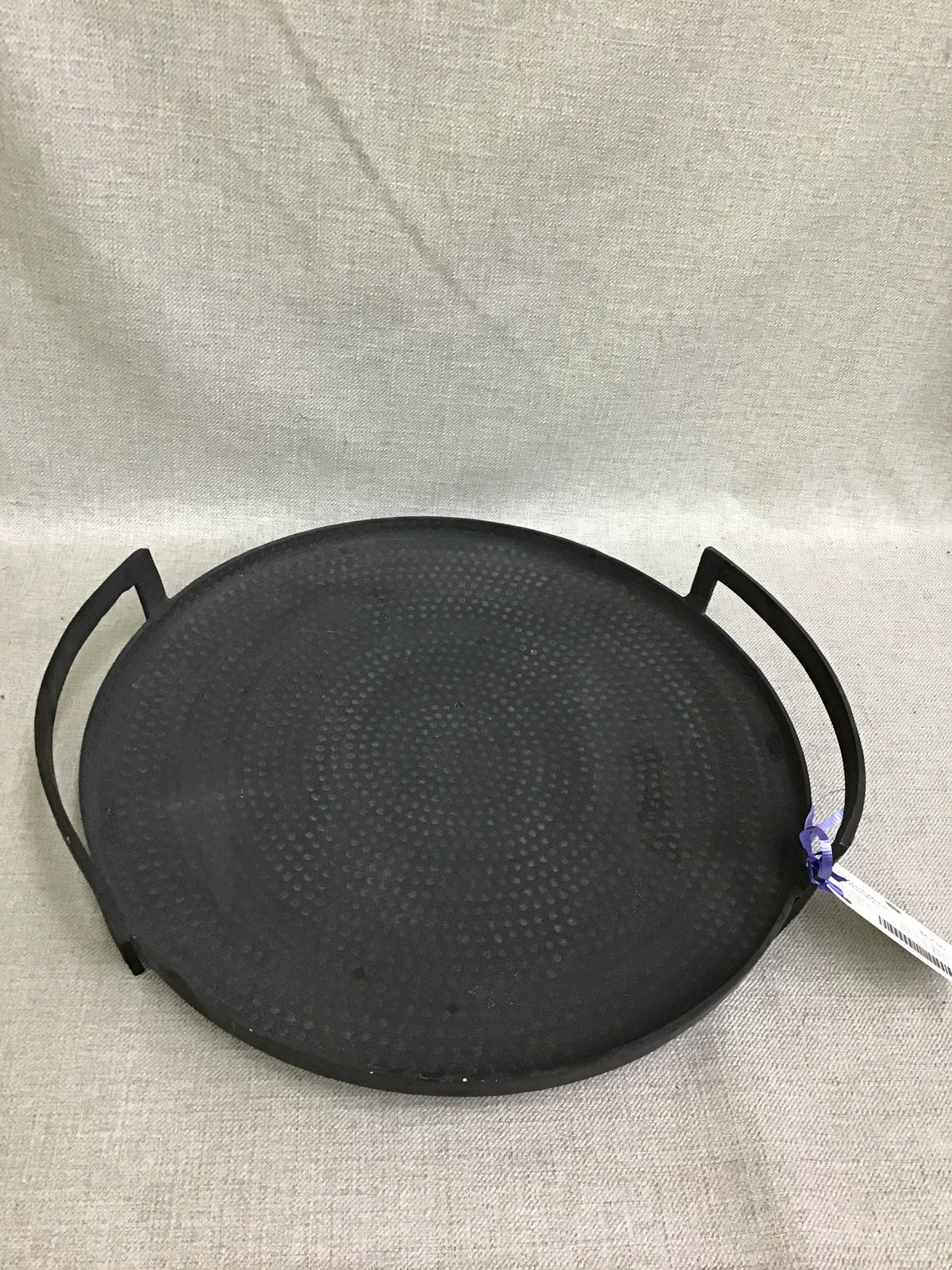 Round Dark Metal Tray w Handles