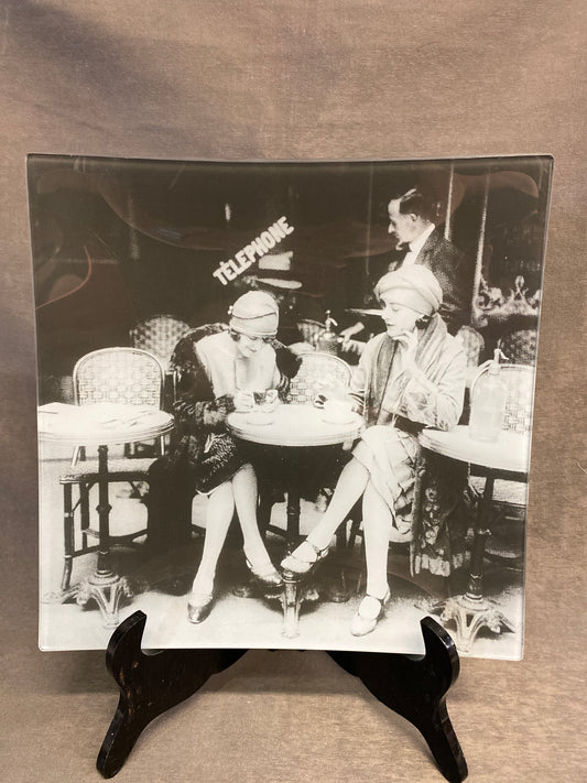 Square Glass Serving Plate Plate - Cafe Et Cigarette