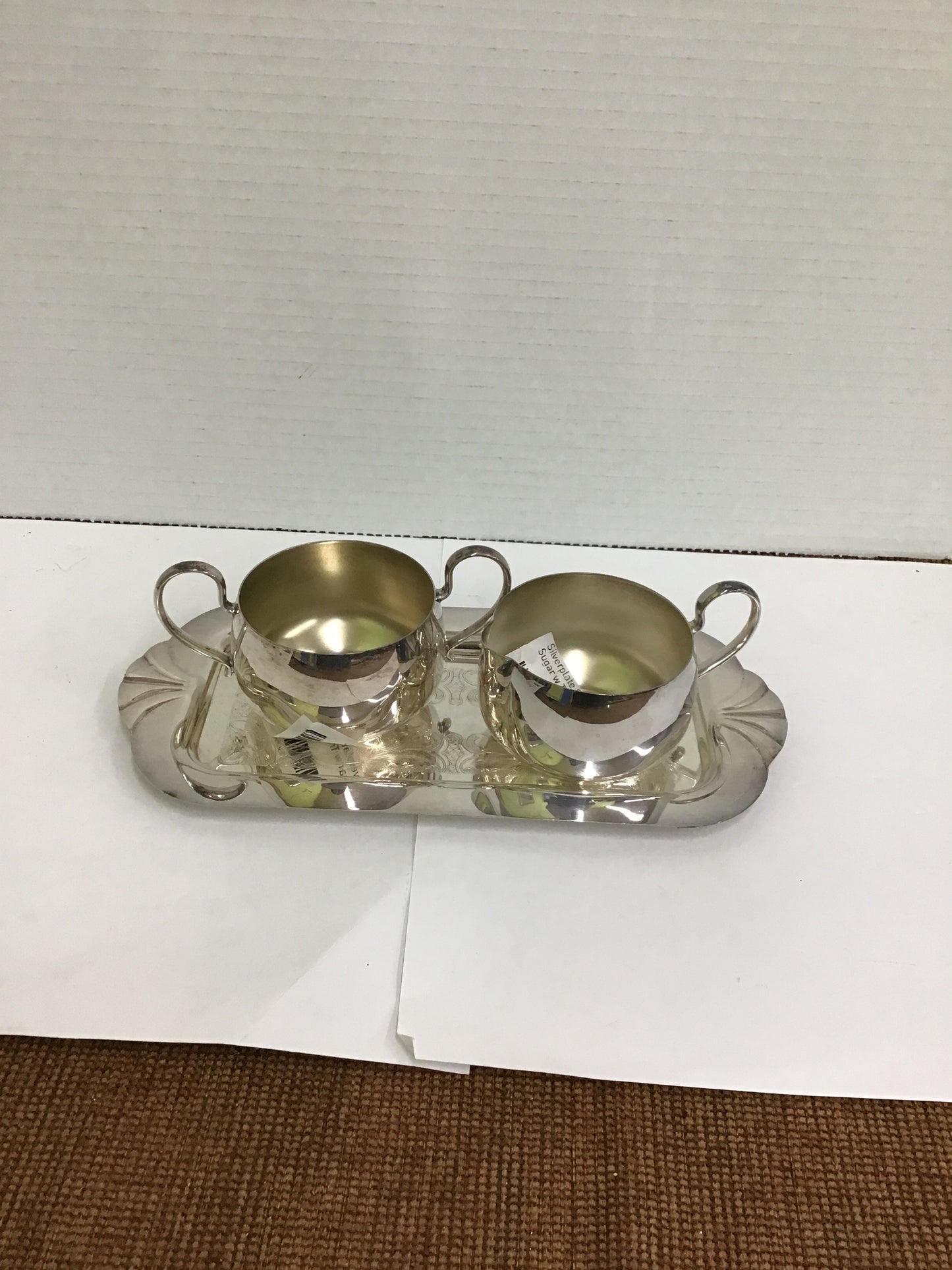 Silverplate Cream & Sugar w Tray (3pc)