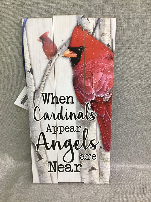 'When Cardinals Appear...' Wooden Plaque Art