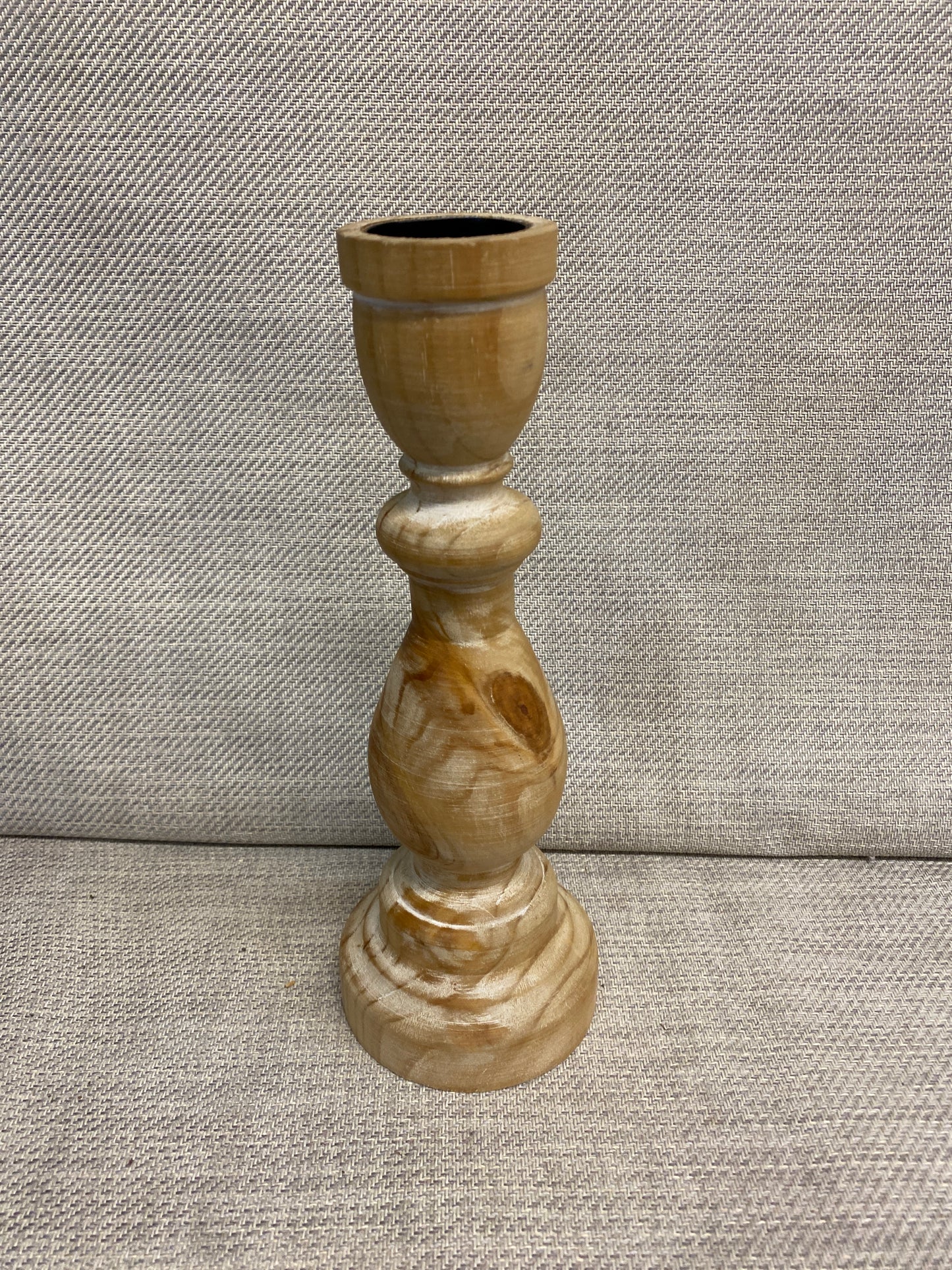 New! Turned Wood Candleholder - 11"