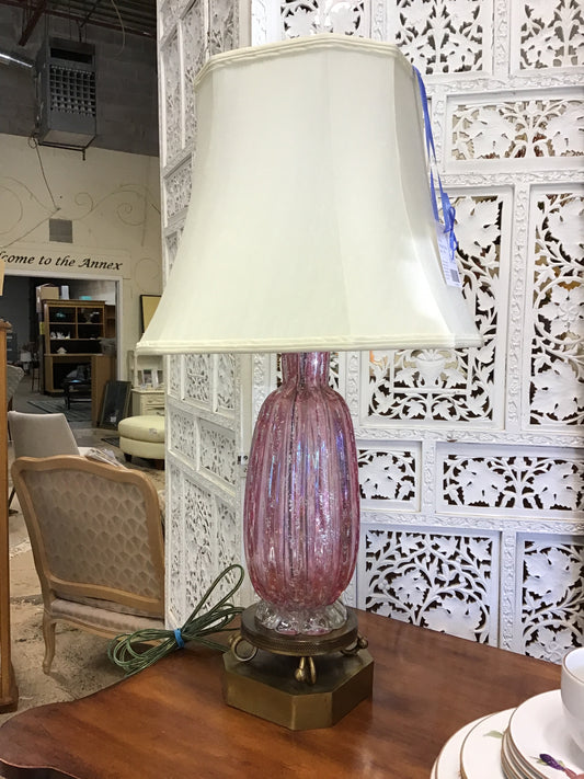 Vintage Art Glass Lamp - Pink