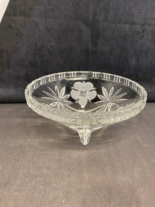 Vintage Glass Bowl - Frosted Flowers