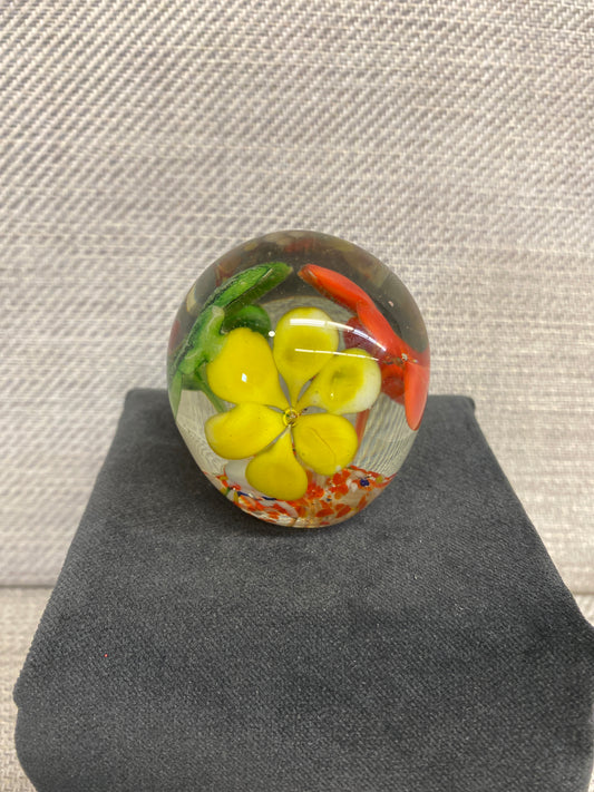 Glass Paperweight - Flowers