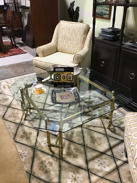 Glass/Brass Coffee Table