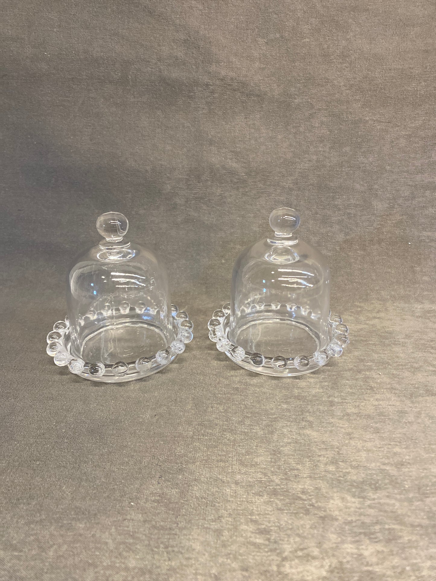PAIR - 2PC Glass Mini-Cloche - Bubble-Edge