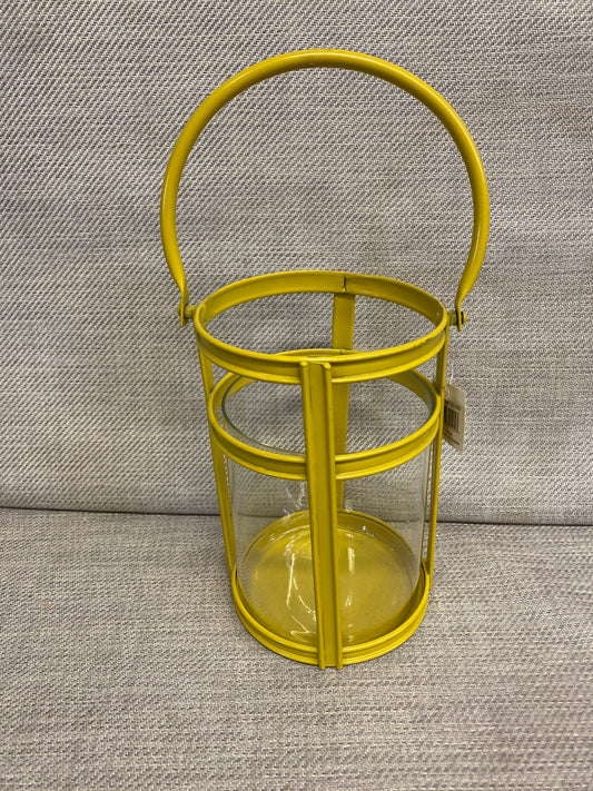 New! Metal/Glass Lantern - Yellow
