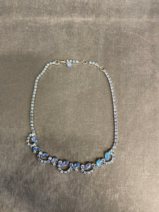 Rhinestone Necklace - Blue