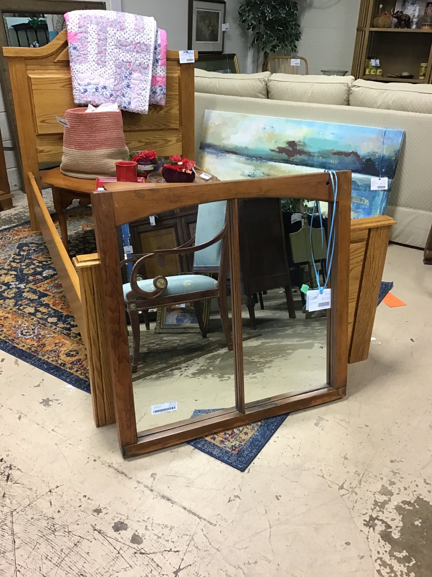 Vintage Wood Framed Mirror