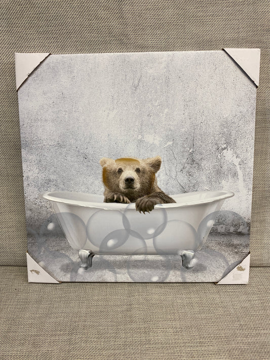 NEW! Canvas Art "Baby Bear Bath"