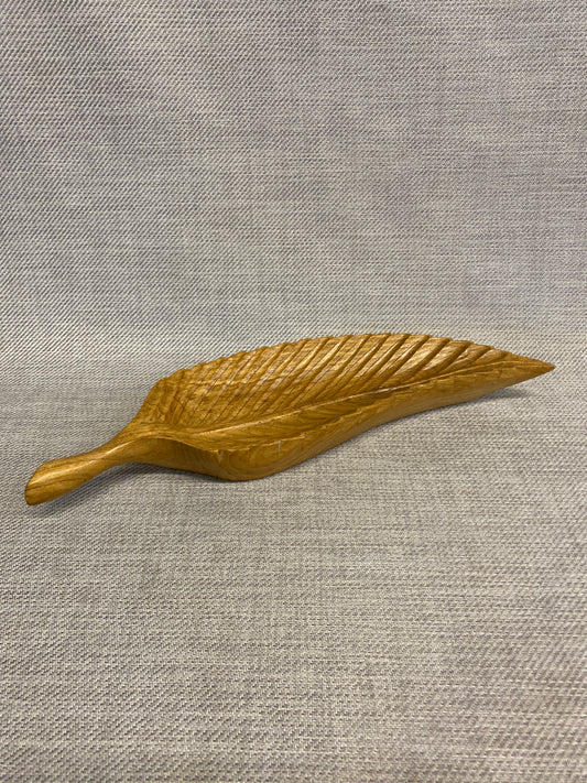 Vintage Adrien Arpin Carved Wood Bowl - Leaf
