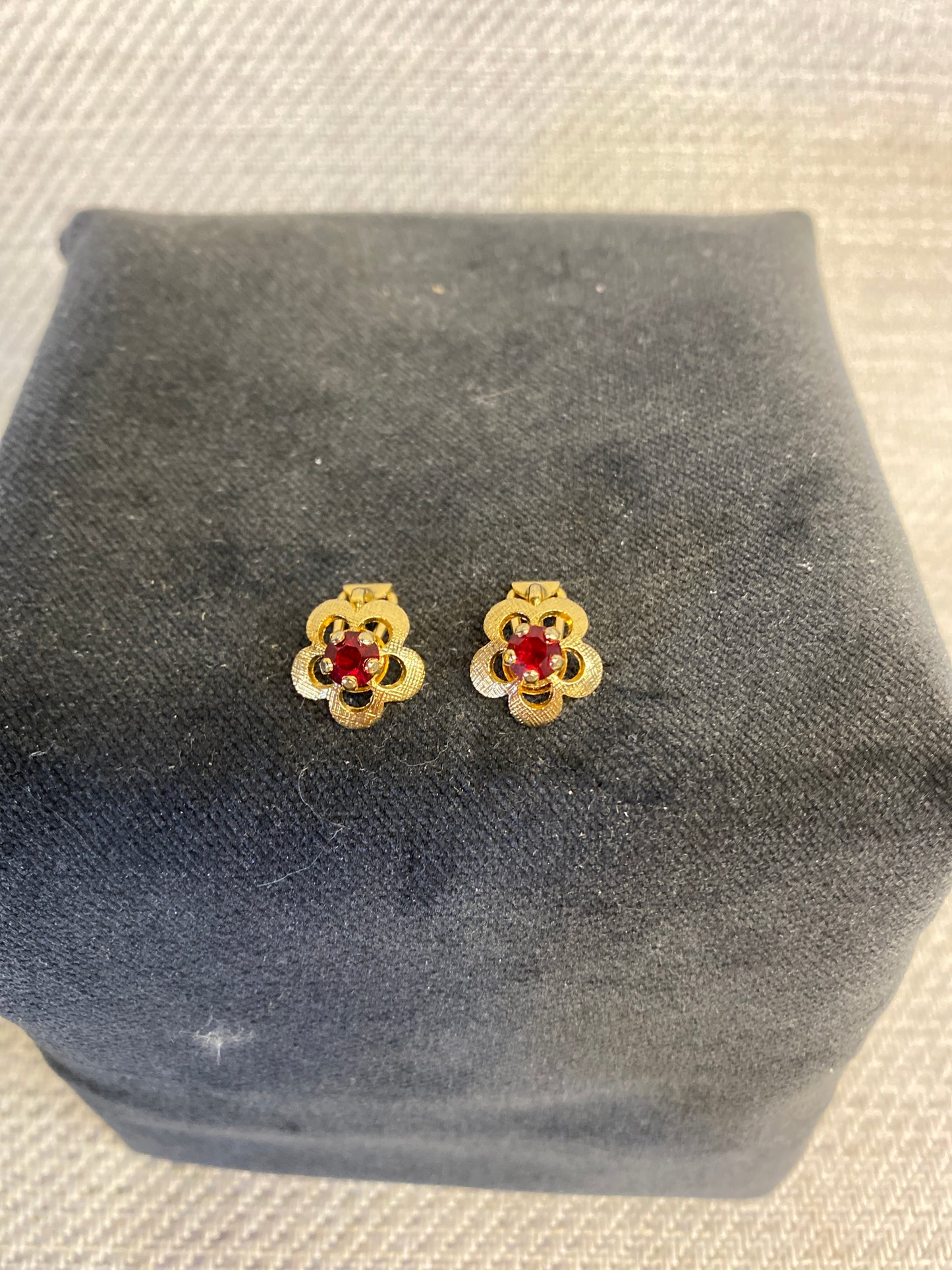 PAIR Clip On Earrings -  Gold Flower