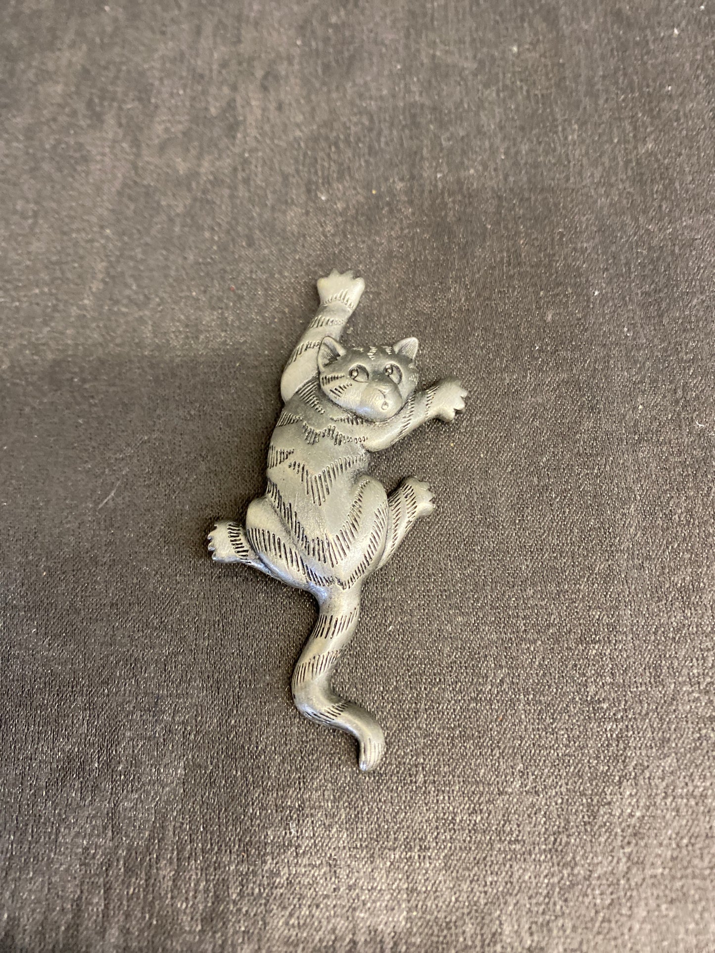 Vintage JJ Pewter Brooch - Cat